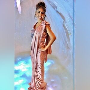 Pink ready to wear sari